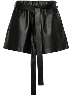 RED Valentino belted-waist leather shorts - Black
