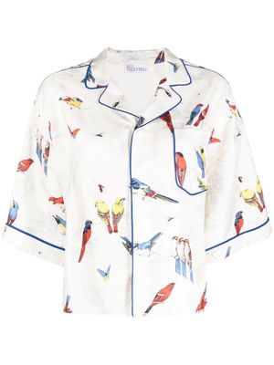 RED Valentino bird-print silk shirt - White