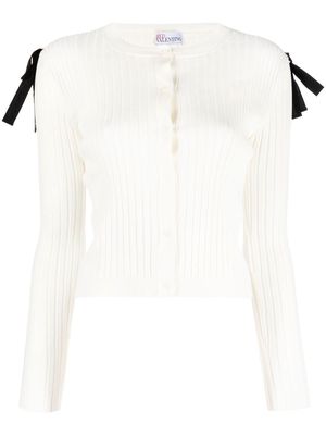 RED Valentino bow-detail button-front cardigan - Neutrals