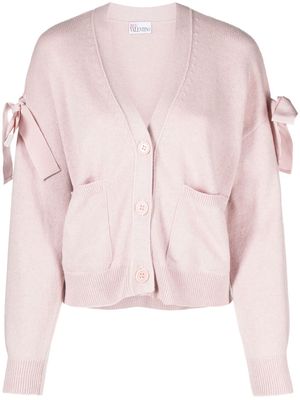 RED Valentino bow detail V-neck cardigan - Pink