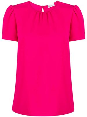 RED Valentino bow-embellished gathered crepe blouse - Pink