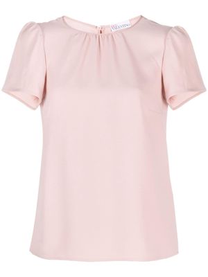 RED Valentino bow-embellished short-sleeve blouse - Pink