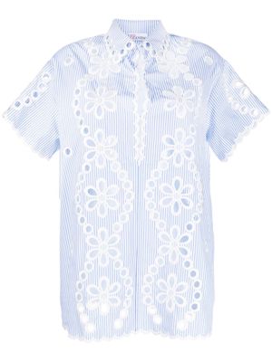 RED Valentino broderie-anglaise stripe-print tunic - Blue