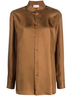 RED Valentino button-up long-sleeve silk shirt - Brown