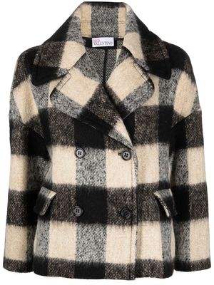 RED Valentino check-pattern double-breasted coat - Neutrals