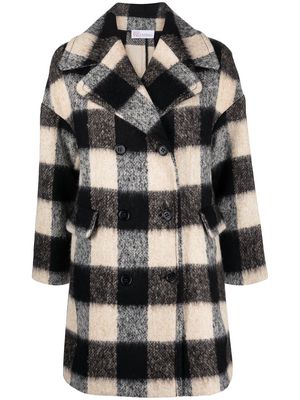RED Valentino checked double-breasted coat - Black