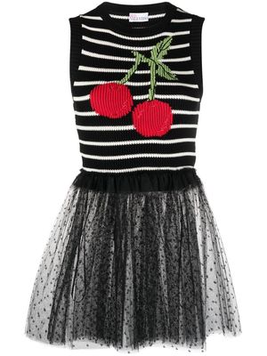 RED Valentino cherry-motif peplum knitted vest - Black
