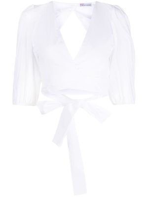 RED Valentino cropped cotton wrap blouse - White