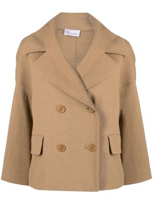 RED Valentino cropped double-breasted jacket - Brown