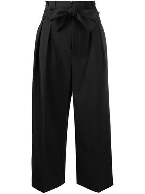 RED Valentino cropped high-waisted pleated trousers - Black