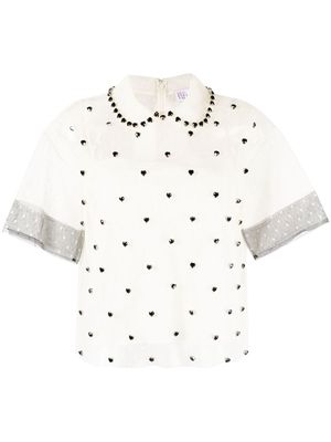 RED Valentino crystal-embellished silk blouse - Neutrals