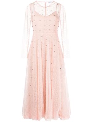 RED Valentino crystal-embellished stretch-tulle midi dress - Pink