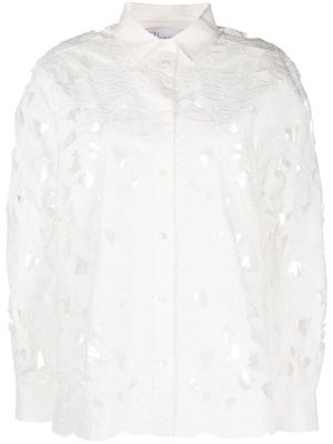 RED Valentino cut-out floral-embroidered shirt - White
