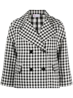 RED Valentino double-breasted check-pattern blazer - Black