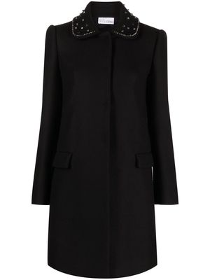 RED Valentino embellished collar single-breasted coat - Black