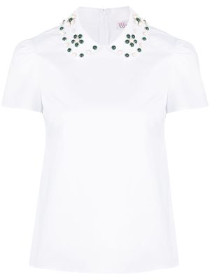 RED Valentino embellished stretch-cotton blouse - White