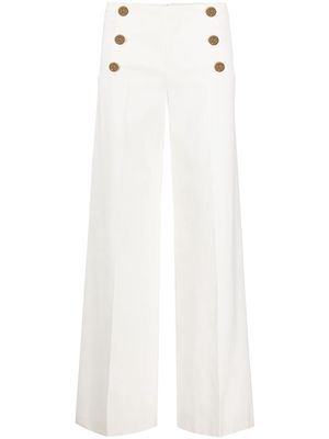 RED Valentino embossed-buttons palazzo pants - White