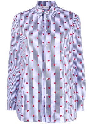 RED Valentino embroidered heart striped shirt - Blue