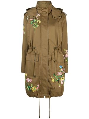 RED Valentino floral-embroidered parka - Green