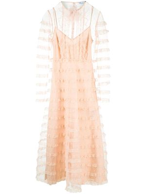 RED Valentino floral-embroidered tulle dress - Pink