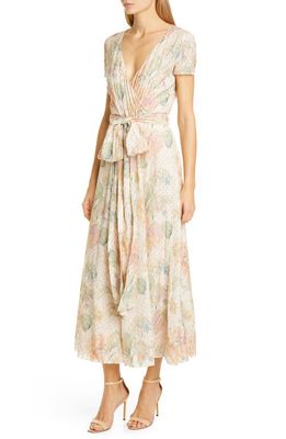 RED Valentino Floral Fil Coupé Faux Wrap Dress in Rose