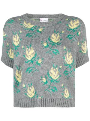 RED Valentino floral-jacquard knitted top - Grey