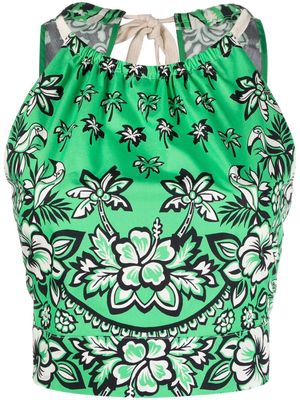RED Valentino floral-print cropped top - Green