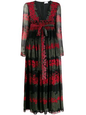 RED Valentino floral-print long dress - Black