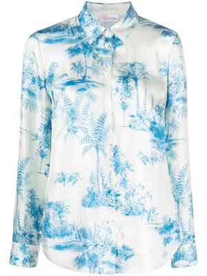 RED Valentino floral-print silk shirt - Blue