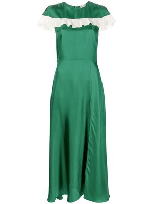RED Valentino frilled-chest silk dress - Green