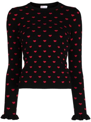 RED Valentino heart-print flared-cuffs jumper - Black