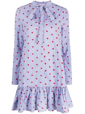 RED Valentino heart-print pinstripe short dress - Blue