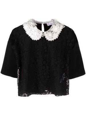 RED Valentino lace-detail Peter Pan collar blouse - Black