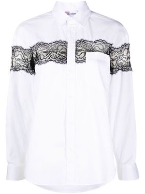 RED Valentino lace-panelled long-sleeve shirt - White