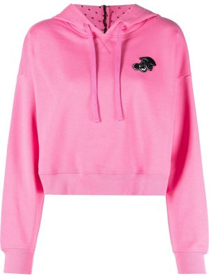 RED Valentino logo-embroidered drawstring hoodie - Pink