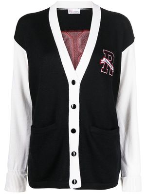 RED Valentino logo-patch button-front cardigan - Black