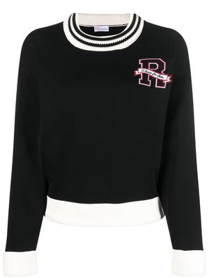RED Valentino logo-patch knitted jumper - Black