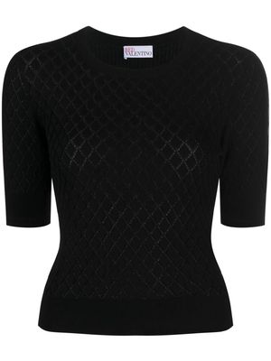 RED Valentino metallic-threading knitted top - Black