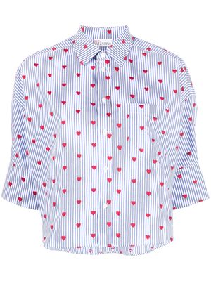 RED Valentino mix-print cropped shirt - Blue