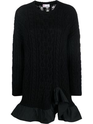 RED Valentino open-knit peplum-hem jumper - Black
