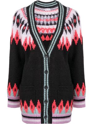 RED Valentino patterned intarsia-knit V-neck cardigan - Black