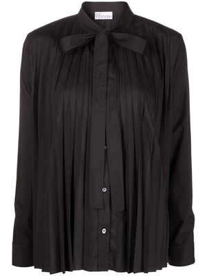 RED Valentino pleated long-sleeved blouse - Black