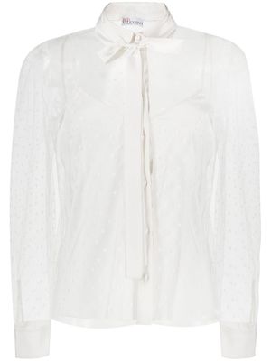 RED Valentino point d'esprit long-sleeved blouse - White