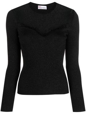 RED Valentino point d'esprit tulle knitted top - Black