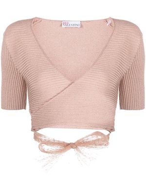 RED Valentino point d'esprit tulle knitted top - Pink
