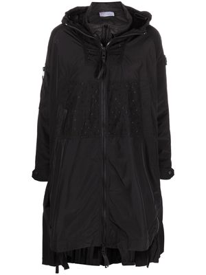 RED Valentino point d'esprit tulle-panel hooded coat - Black
