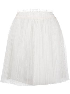 RED Valentino point d'esprit tulle pleated miniskirt - White