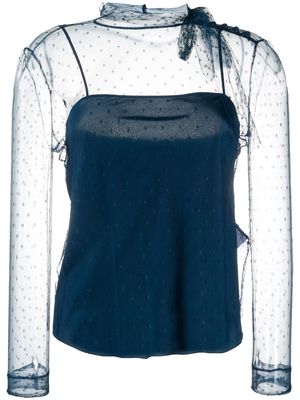 RED Valentino point d'esprit tulle top - Blue