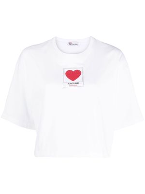 RED Valentino Polaroid Heart-print cropped T-shirt - White
