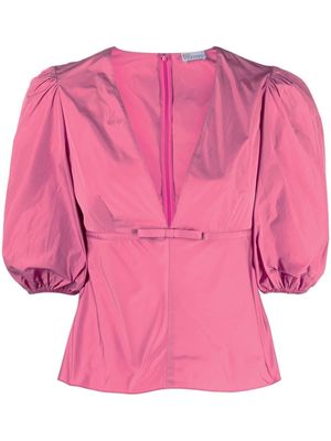 RED Valentino puff-sleeve V-neck blouse - Pink
